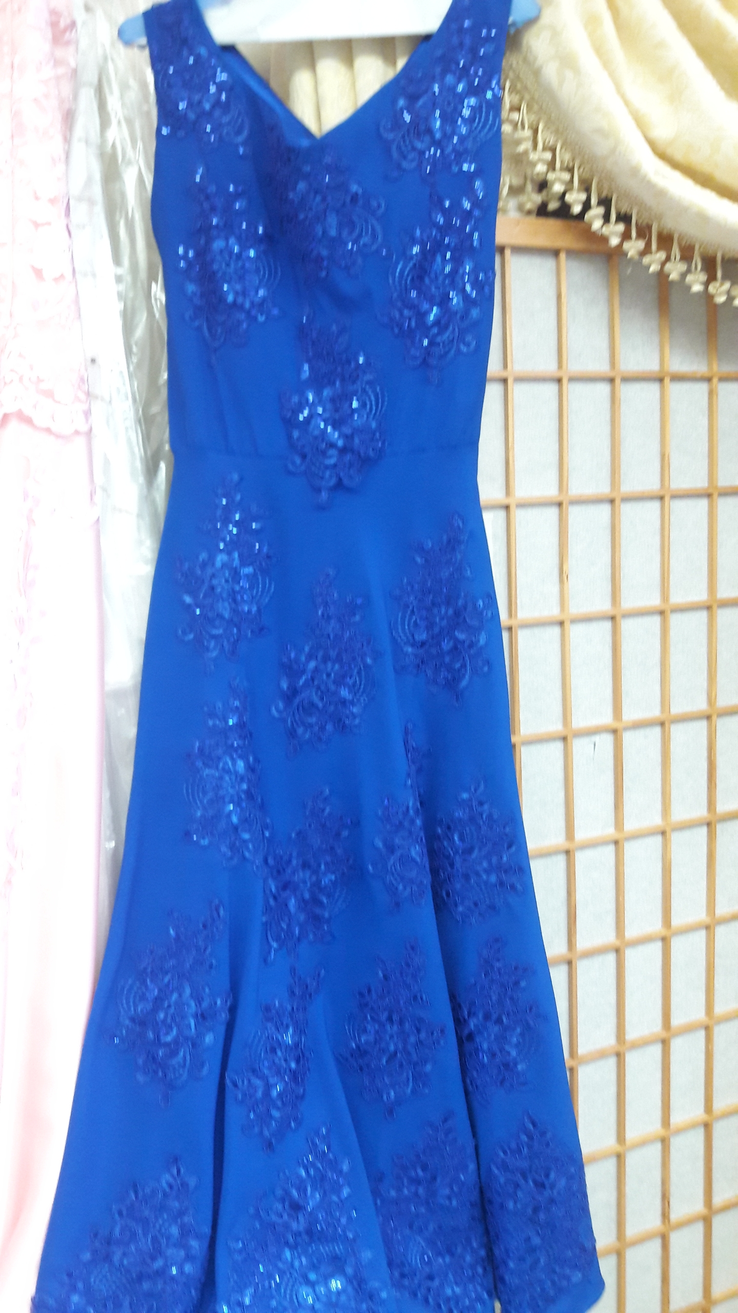 Royal blue sequin formal dress — studio alteration