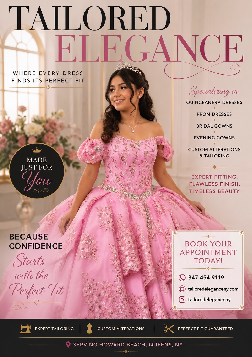 Luxury wedding ball gown with cathedral veil — Tailored Elegance